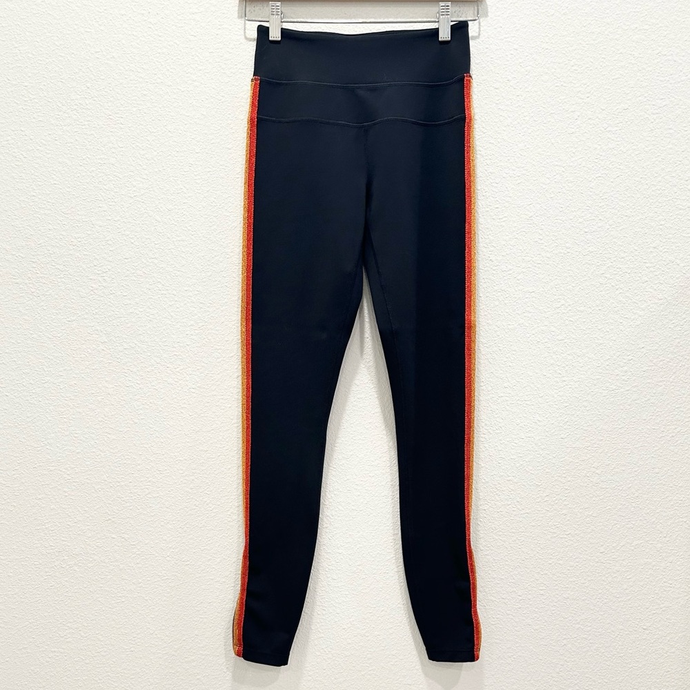 Pre-loved! SPIRITUAL GANGSTER Black Rainbow Leggings with Zipper!